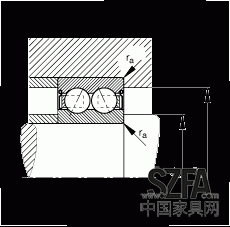 角接觸球軸承 30/8-B-2Z-TVH, 雙列，雙側(cè)間隙密封，接觸角 α = 25°