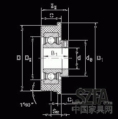 外球面球軸承 CRB30/92, 帶橡膠插入件，偏心鎖圈定位，兩側(cè) P 型密封